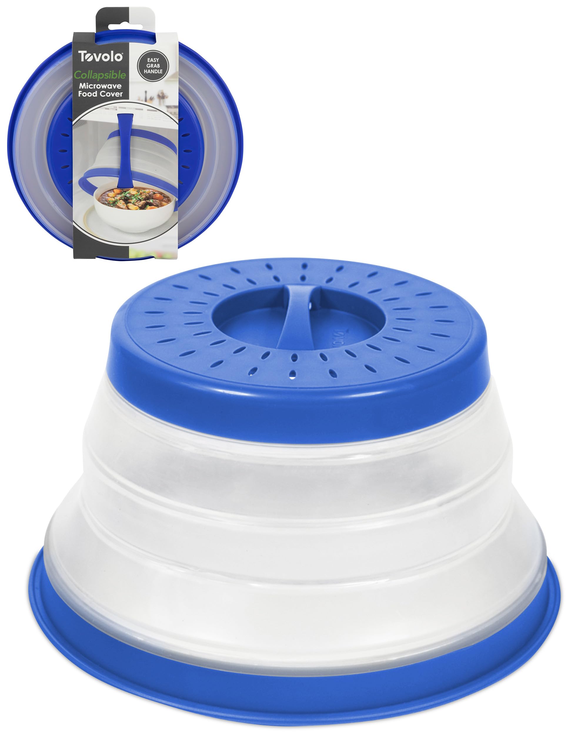 Tovolo Microwave Splatter Cover for Food, Medium (Charcoal) - Collapsible & Vented Silicone Splatter Guard Lid - Microwave Plate & Dish Cover with Handle - BPA-Free Kitchen Gadget for Meal Prep